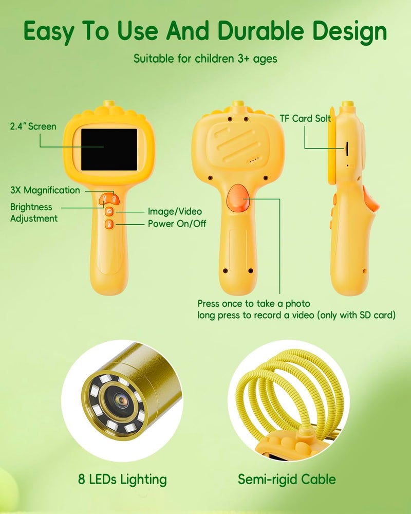 Ashfly Borescope Snake Camera with Light for Kids, Outdoor Educational STEM Toys, Science Gifts for 5 Year Old Boy, Camping Nature Activities, Best Birthday Gift for Boys, Girls Ages 4,5,6,7,8,9,10(Orange) - Image 3